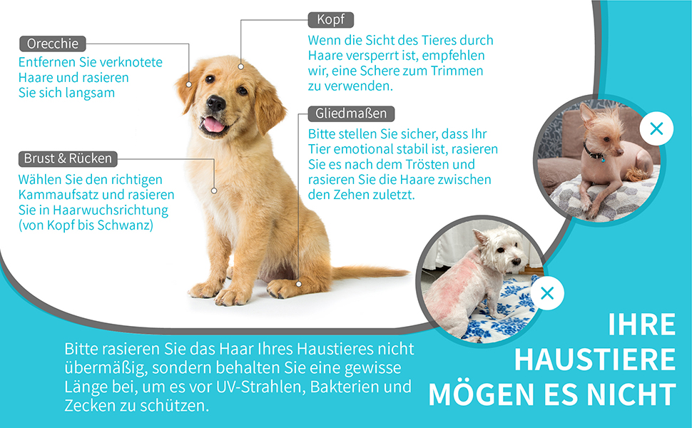 Машинка для стрижки собак та котів Tierhaarschneider - професійна машинка для грумінгу з 6 насадками та акумулятором