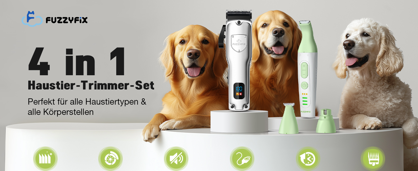 Набір для догляду за шерстю собак 4 в 1: машинка, триммер, точилка для кігтів, срібна