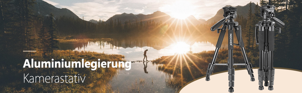 Штатив для камери Neewer 142 см з алюмінієвого сплаву, 3-х секційний, чорний (SAB234)