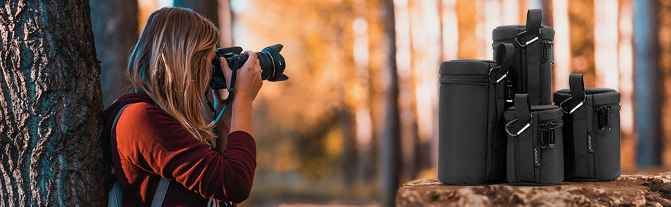 Чохол для об'єктива Arvok, 4 розміри, неопрен, водонепроникний, захисний, для фотооб'єктива, 15 мм, чорний