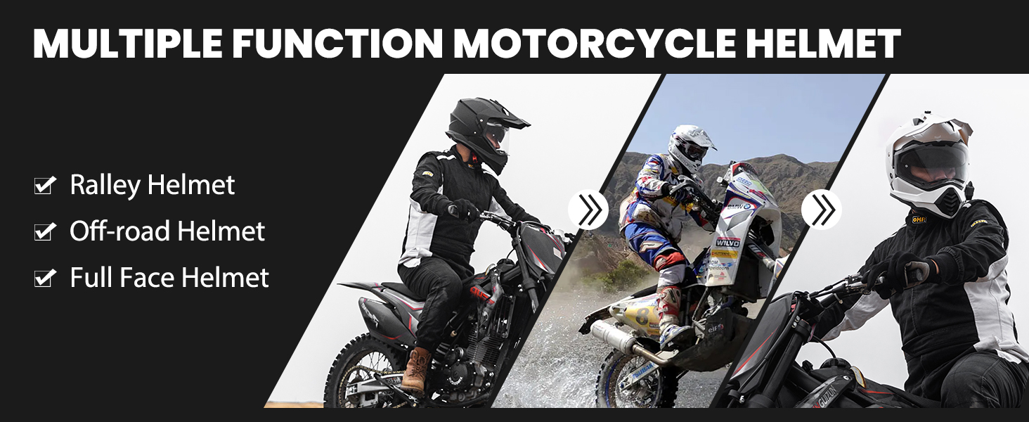 Мотошолом ILM Dual Sport Adventure з сонцезахисним склом, Pinlock, для кросу, квадроциклів, сертифікат ECE, модель WS902, розмір L, матовий чорний