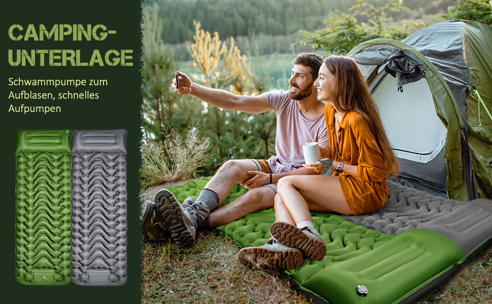 Self-Inflating Camping Mat with Integrated Support Belt - Durable & Moisture-Resistant Travel Pad for Camping, Indoor/Outdoor Use, Hiking (196x130x9cm)