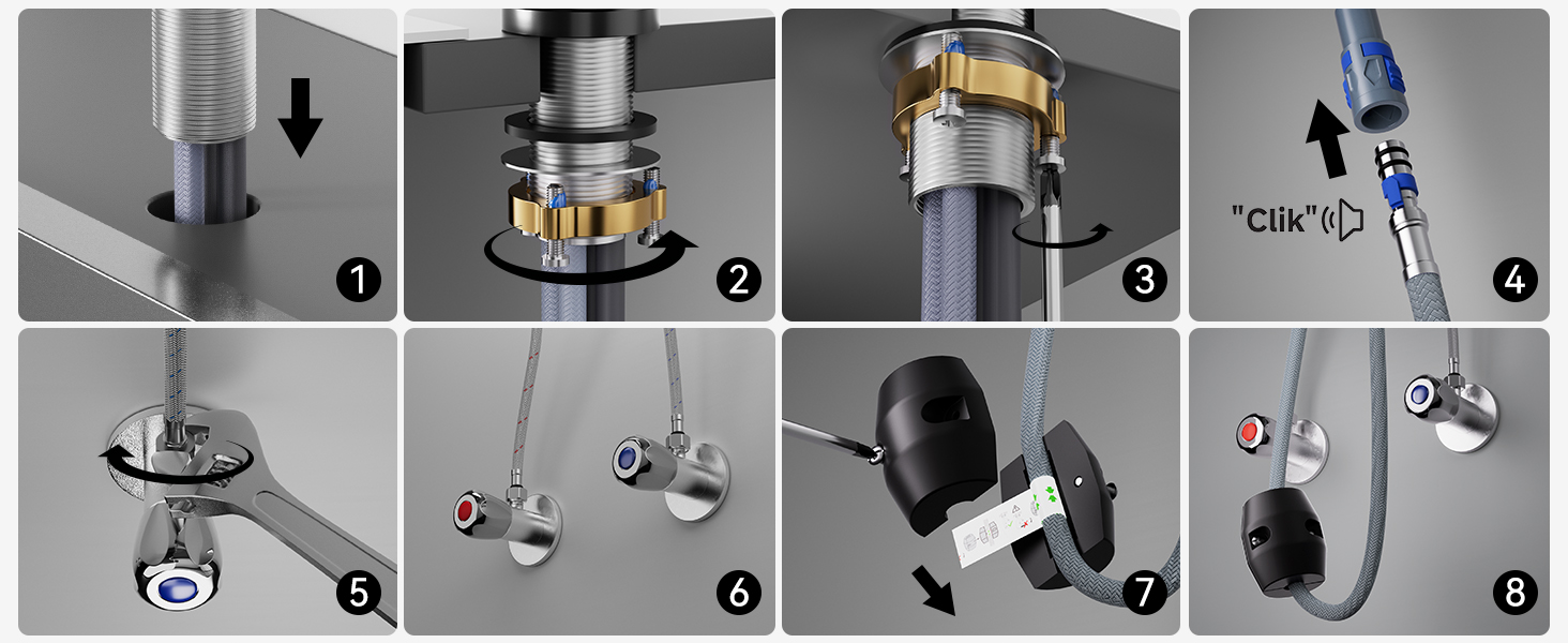 Кран кухонний CECIPA X203B чорний з висувною лійкою, 360° поворот, двома струменями, з нержавіючої сталі