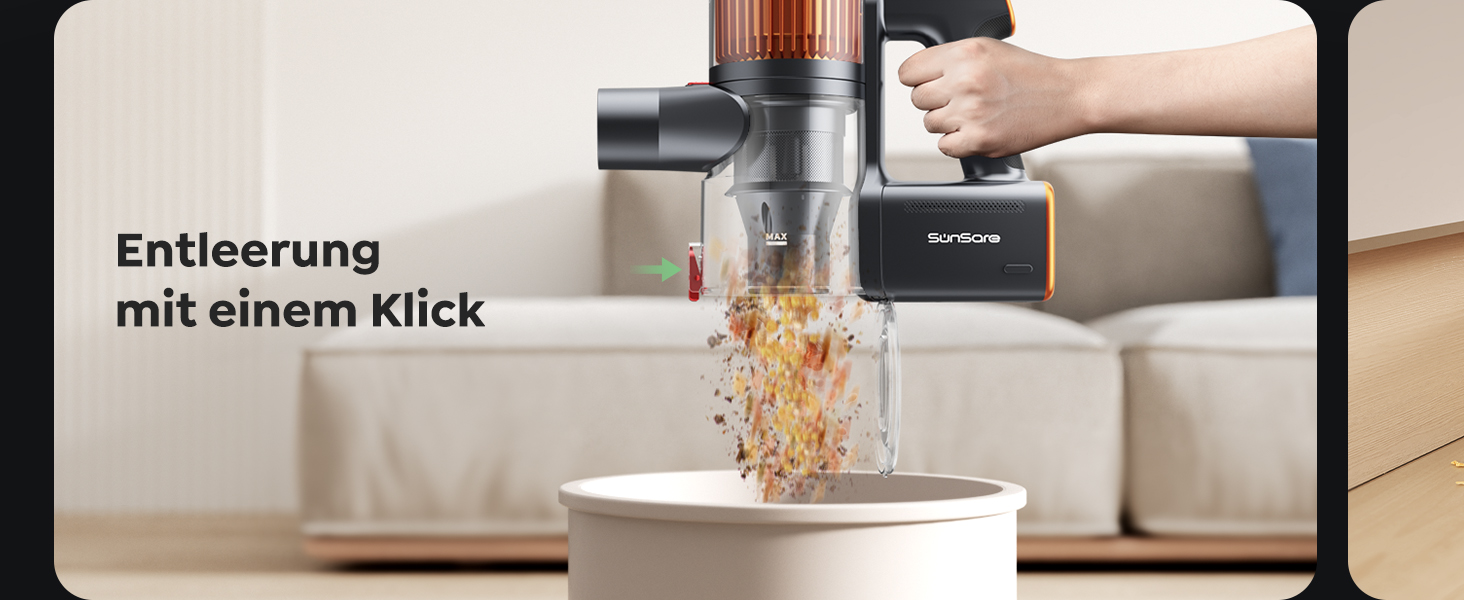 SunSare Бездротовий акумуляторний пилосос 550W/45000Pa/60хв, з базою для зарядки, легкий, тихий, для твердих поверхонь, килимів та шерсті тварин