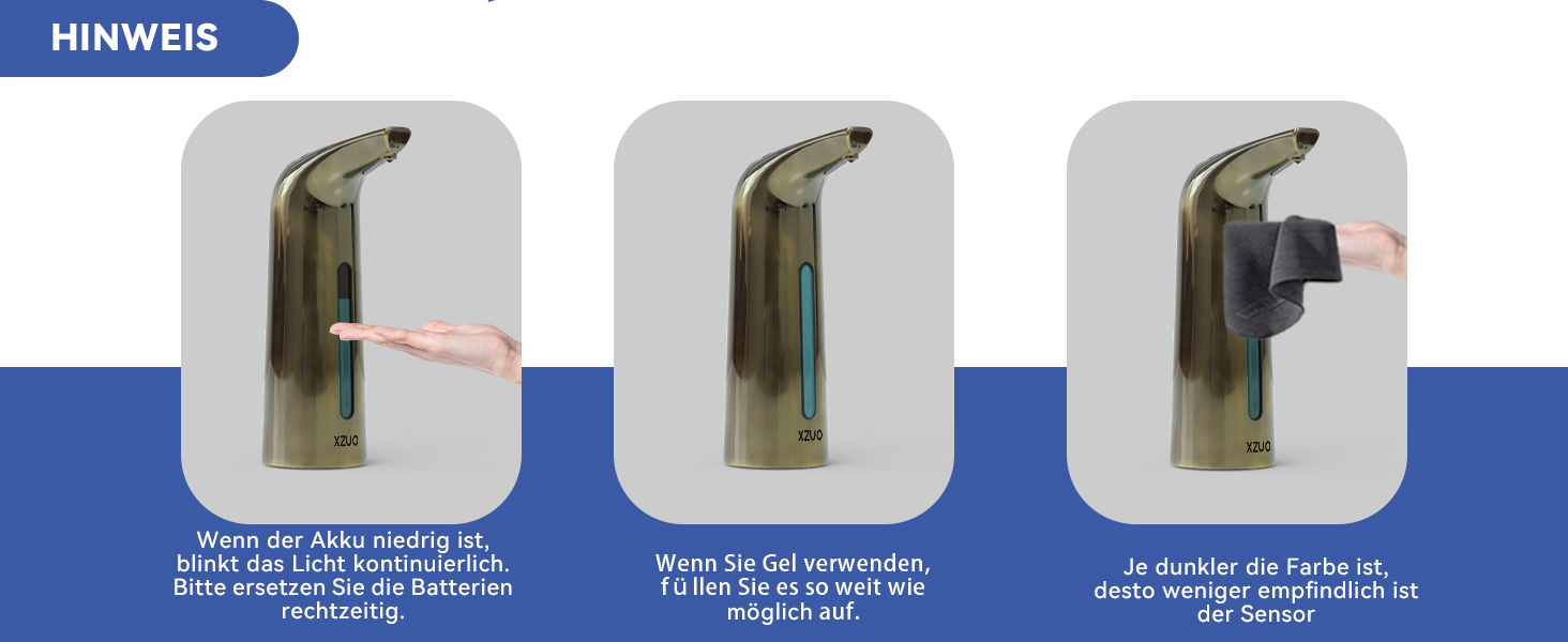 Автоматичний безконтактний дозатор мила з 4 рівнями регулювання, 400 мл, електричний, на батарейках, для встановлення на стіл, з інфрачервоним датчиком (Бронзовий), 400 мл, Бронза