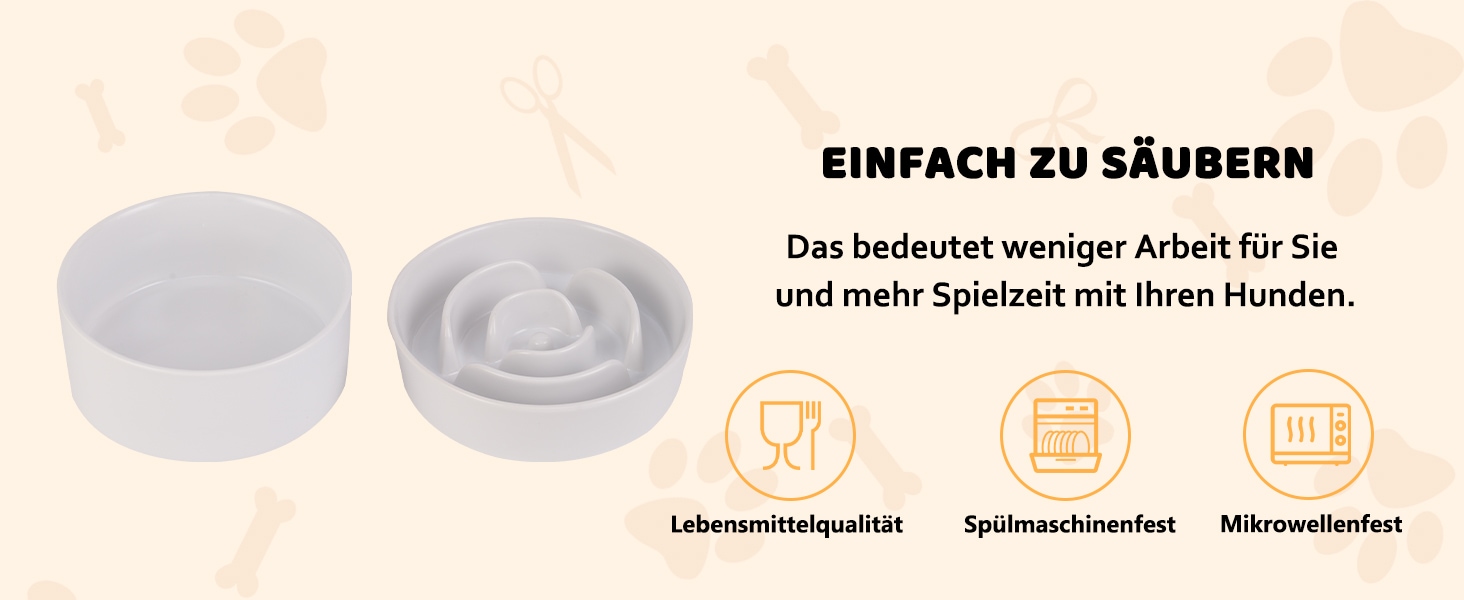 Набір мисок для собак з кераміки, піднятий на платформі: миска для повільного годування, набір з двох мисок для маленьких та середніх собак, годівниця та поїлка з антиковзним підставкою, колір - білий