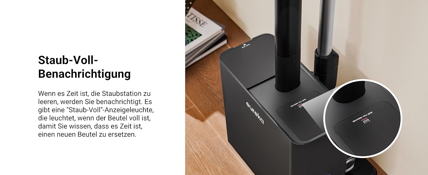 Пилгопоглинач Eureka Stylus Elite з док-станцією, 24000 Па, автоматичним випорожненням, мішком 3л, 60 хв роботи, антизаплутана щітка, LED-фара, знімна батарея