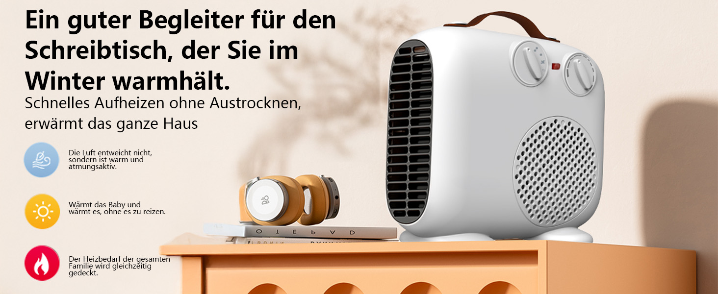 Електричний обігрівач 2000W, компактний, енергозберігаючий, портативний, тихий, 3-рівні нагріву для дому, ванної кімнати