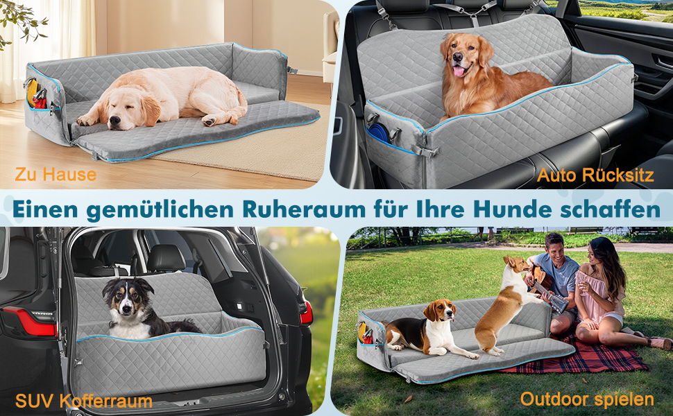 Автомобільний лежак для собак - переноска для маленьких собак до 20 кг з ременем безпеки, сірий колір