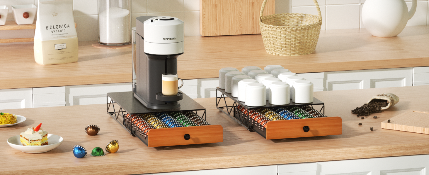 Тримач для капсул кави Nespresso Vertuo та Dolce Gusto на 50 капсул, металевий, чорний
