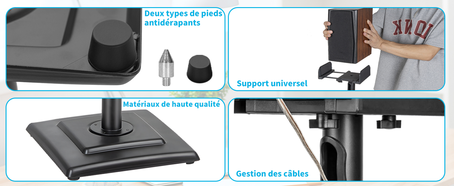 Регульовані підставки для акустики SB-204: пара підставок для сателітної та поличкової акустики, до 5 кг, з кабельним каналом