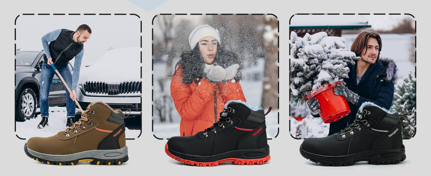 Чоботи робочі зимові непромокаючі з металевим носком для чоловіків та жінок. Робочі чоботи з антиковзною підошвою, захисне взуття, 40 EU, чорний