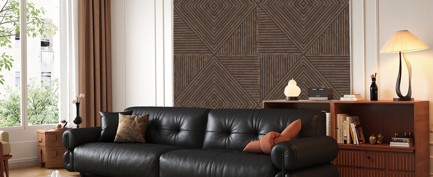 Акустичні панелі JBER, самоклеючі звукопоглинаючі стінові панелі для офісу, студії та дому, 6 шт, 180 x 120 см, колір темний горіх