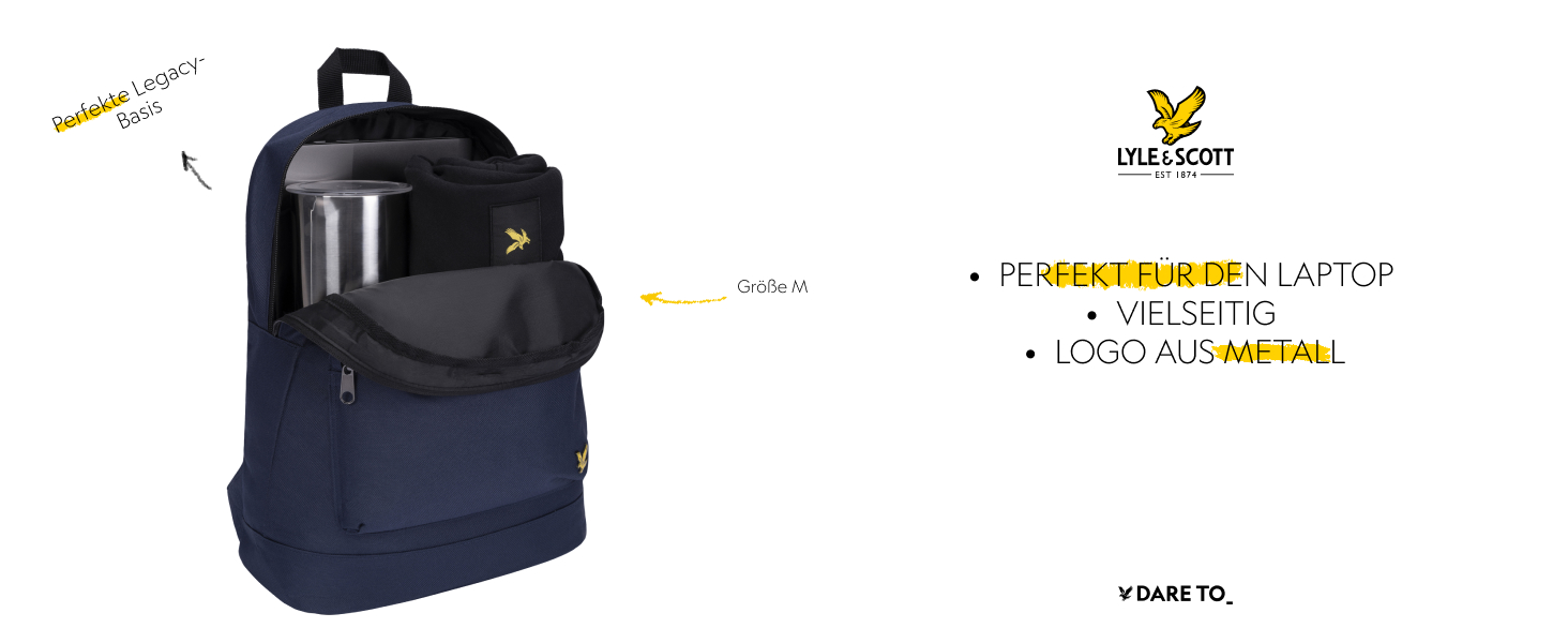 Рюкзак Lyle & Scott чоловічий 17 л – міцний матеріал, базовий дизайн, відділення для ноутбука
