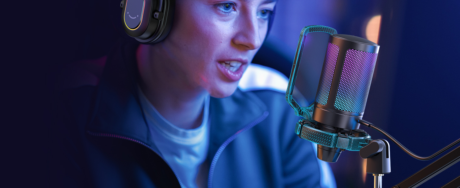 Мікрофон FIFINE для геймінгу та запису: USB-мікрофон з кріпленням для ПК, Mac, PS4, PS5 (чорний)