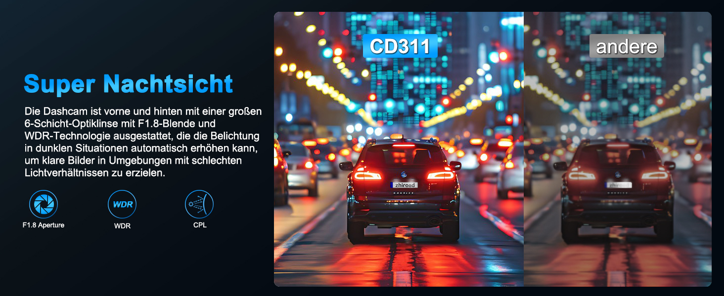 Відеореєстратор Dashcam 4K Dual з CPL фільтром, WiFi, 64GB SD, IPS 3