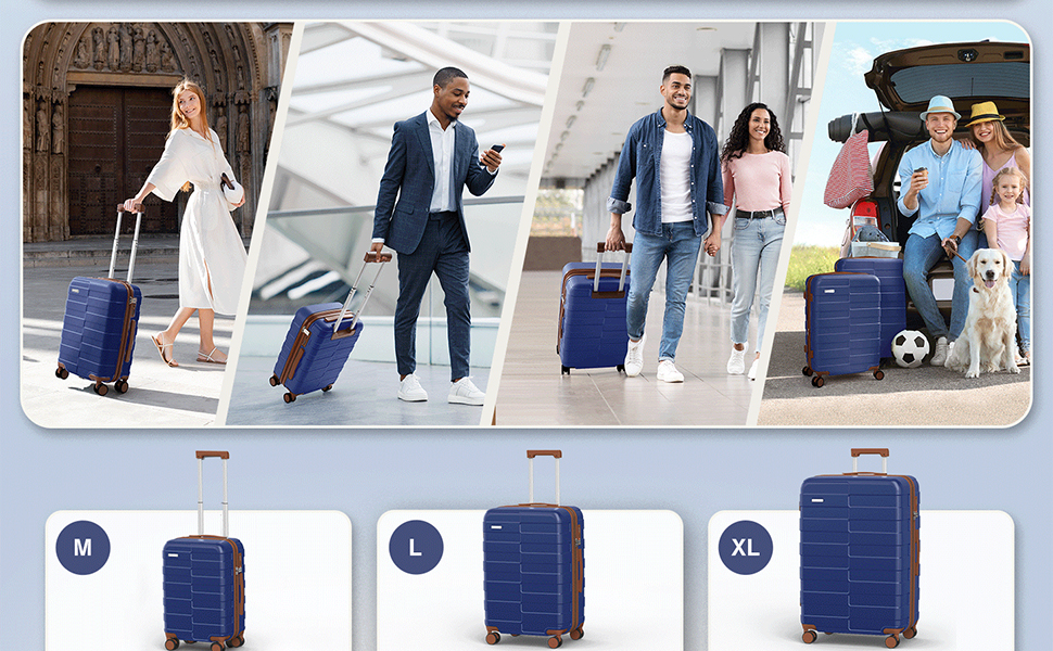Чемодан VIPbox з жорсткою обшивкою, великий (75 см), розширюваний, легкий, з полікарбонату, з 3-річним сервісом, з TSA замком, 4 колеса, блакитний, M+XL (55+75 см)