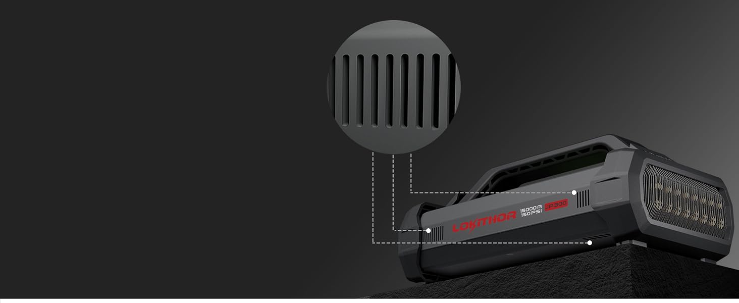 Бустер-стартер LOKITHOR JA300 з компресором 150 PSI та Powerbank 1500A для автомобіля