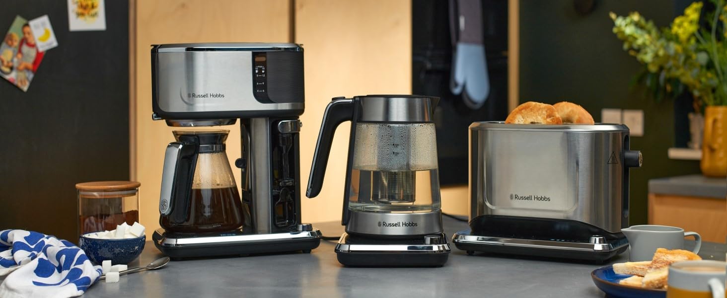 Електричний чайник Russell Hobbs з регулюванням температури та ситом (40-100°C), нержавіюча сталь, 1.7л, 2400W, з функцією підігріву, для дитячого харчування