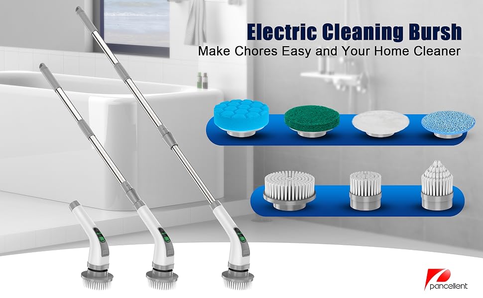 Електрична щітка для миття 7-в-1 Spin Scrubber A11: потужне очищення, 360 обертів/хв, 1,5 години роботи, 2 швидкості, подовжуваний важіль