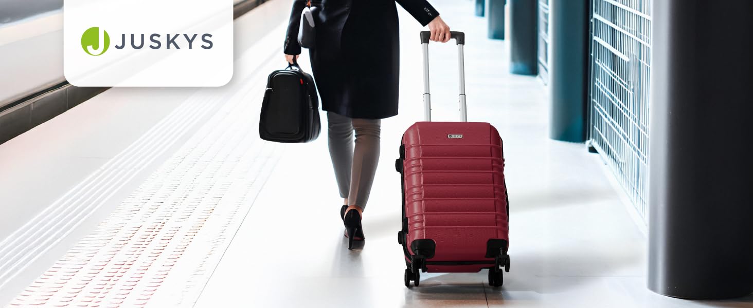 Набір валіз Juskys® Hartschale 4 шт. з кодовим замком, тихі колеса 360°, телескопічна ручка, легкі - червоний колір