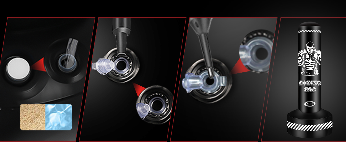 Боксерський мішок стоячий для дорослих, 180см. Міцний мішок для боксу, кікбоксингу, MMA, Муай Тай, фітнесу, таekwondo. Чорно-білий.