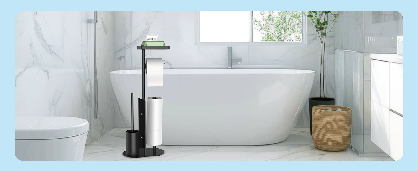 Підставка для туалетного паперу настільна з боксом для серветок, нержавіюча сталь, чорний матовий