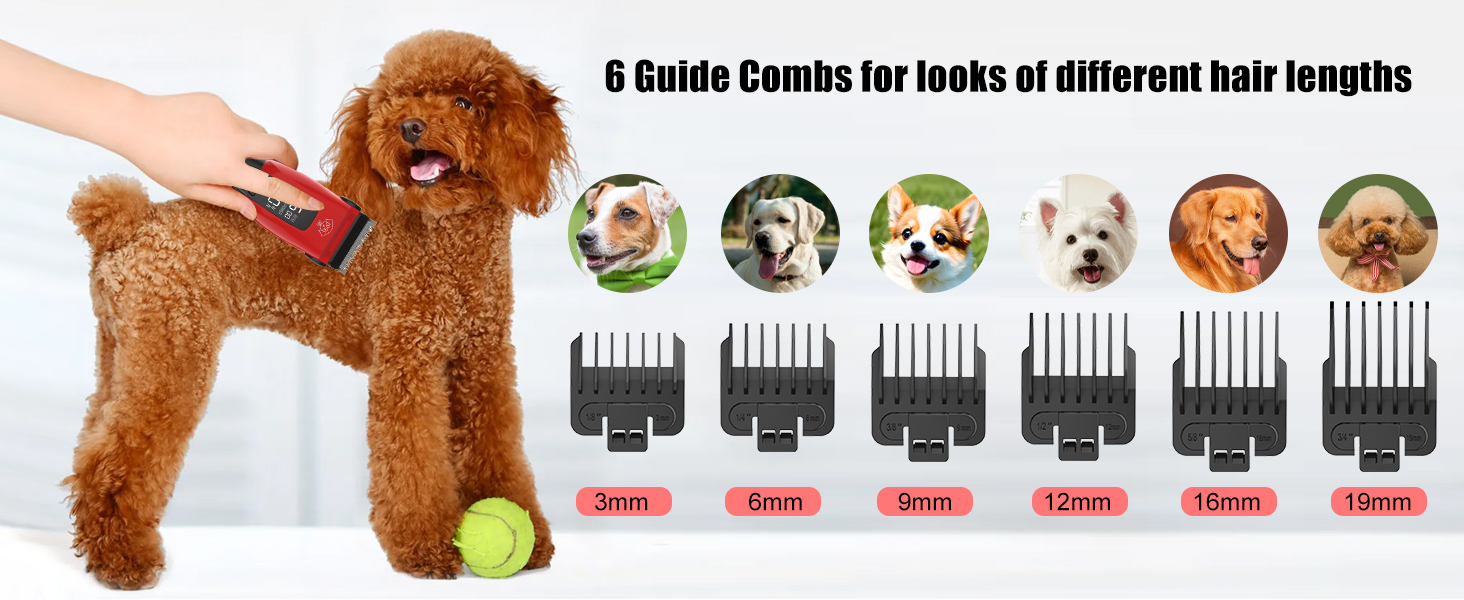 Професійна машинка для стрижки собак Hatteker: електрична, бездротова, з підсвічуванням, 7500RPM, для собак та котів