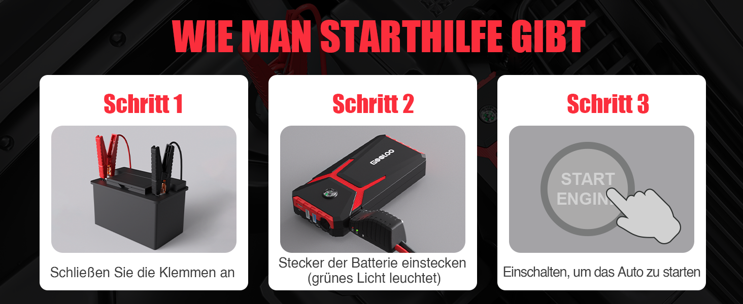 Powerbank з компресором GOOLOO A3 для автомобілів 12V (до 9.0L бензин/6.5L дизель), 1500A, 150PSI, LED-дисплей