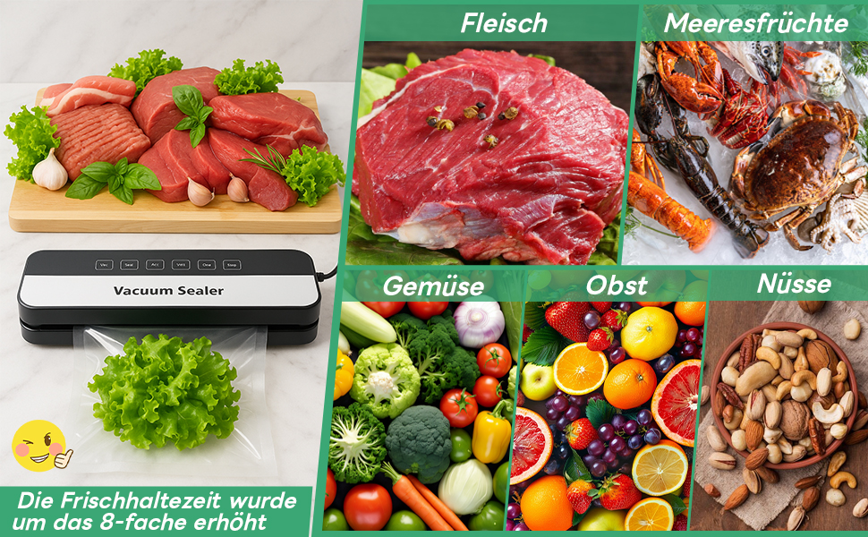 Вакуумний пакувальник 6-в-1 для продуктів харчування, сухий/вологий режим, пристрій для запечатування з вакуумними пакетами