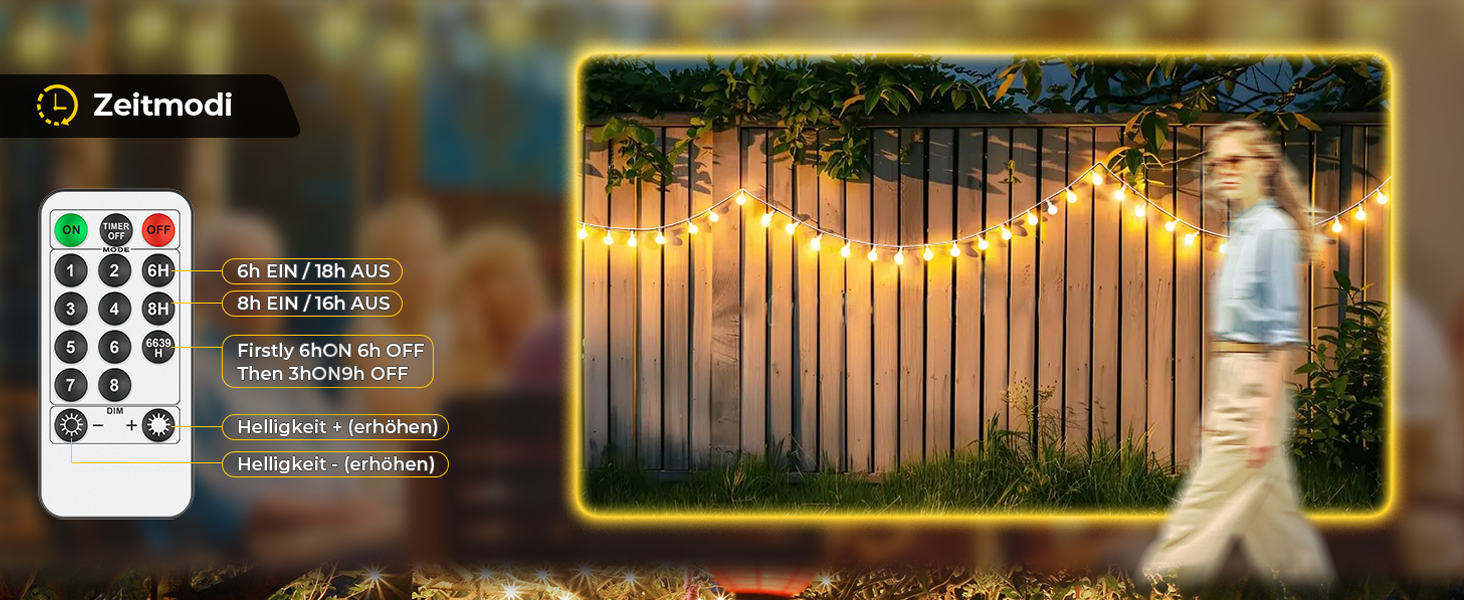 Гірлянда світлодіодна 15м, 100 LED, для дому та саду, IP44, 8 режимів, вологостійка, для дитячої кімнати, декору тераси та балкону