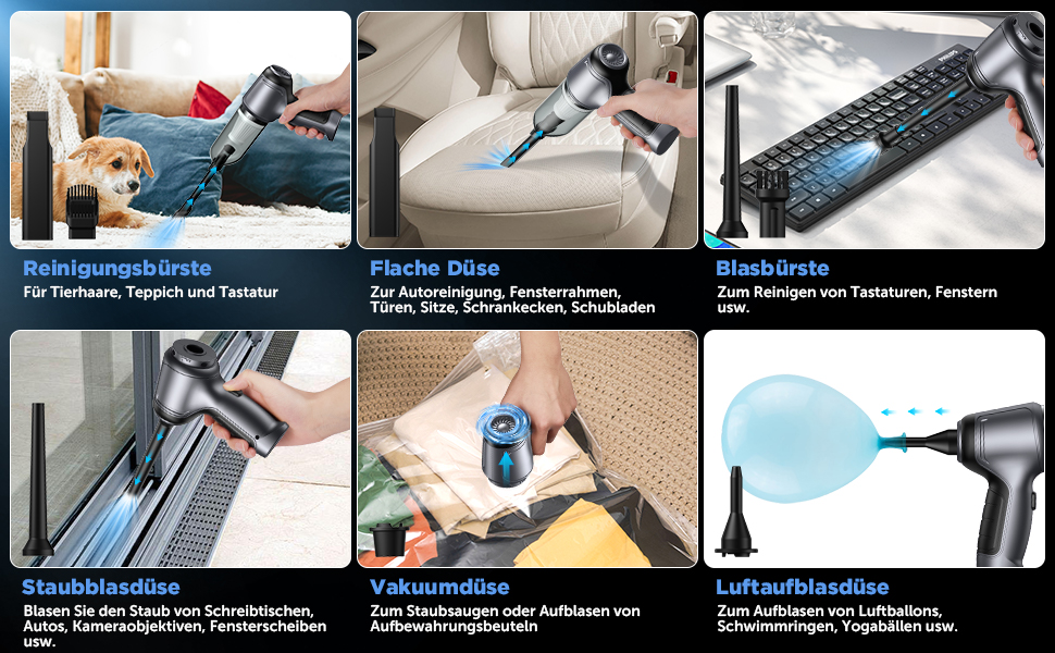 Портативний бездротовий ручний пилосос Brovamo з акумулятором, 12000Pa, для дому, авто, кухні, офісу, видалення шерсті тварин