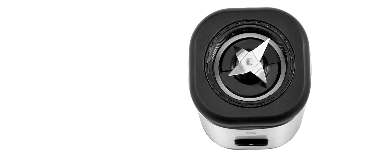 Блендер WMF Kult X Mix & Go Mini - електричний стаціонарний блендер з пляшкою 600мл, срібно-чорний