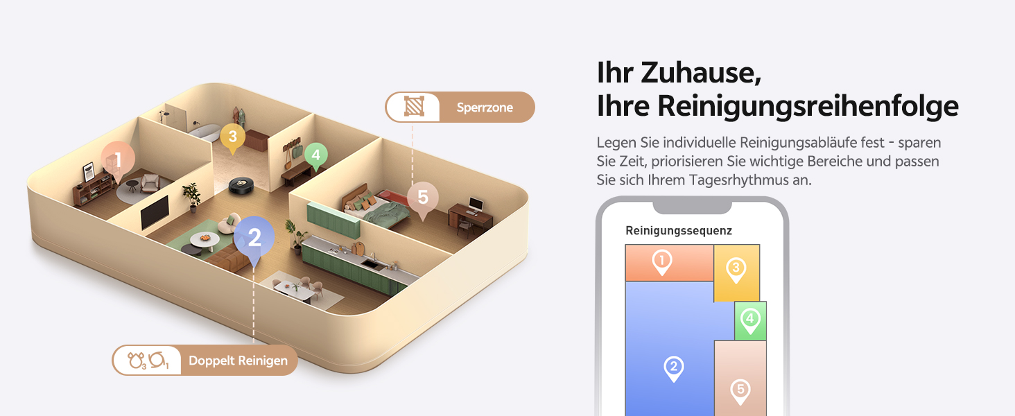 Робот-пилосос Vexilar W9 з функцією миття підлоги, LiDAR-навігація, 5000Pa, 5 карт, 15 зон заборони, керування через додаток, для твердих підлог та килимів, видалення шерсті тварин