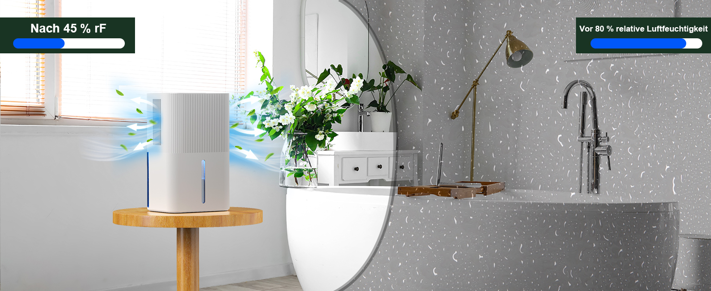 Електричний осушувач повітря 2700 мл з нічним світлом, таймером та автоматичним вимкненням - для дому, ванної кімнати, підвалу