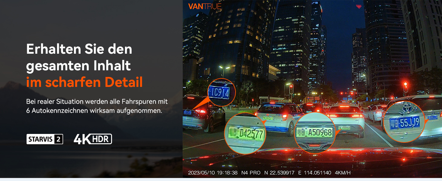 Відеореєстратор VANTRUE STARVIS 2: 4K + 1080P + 1440P, 3 канали, GPS, WiFi, паркувальний режим, нічне бачення, LTE (N4 Pro)