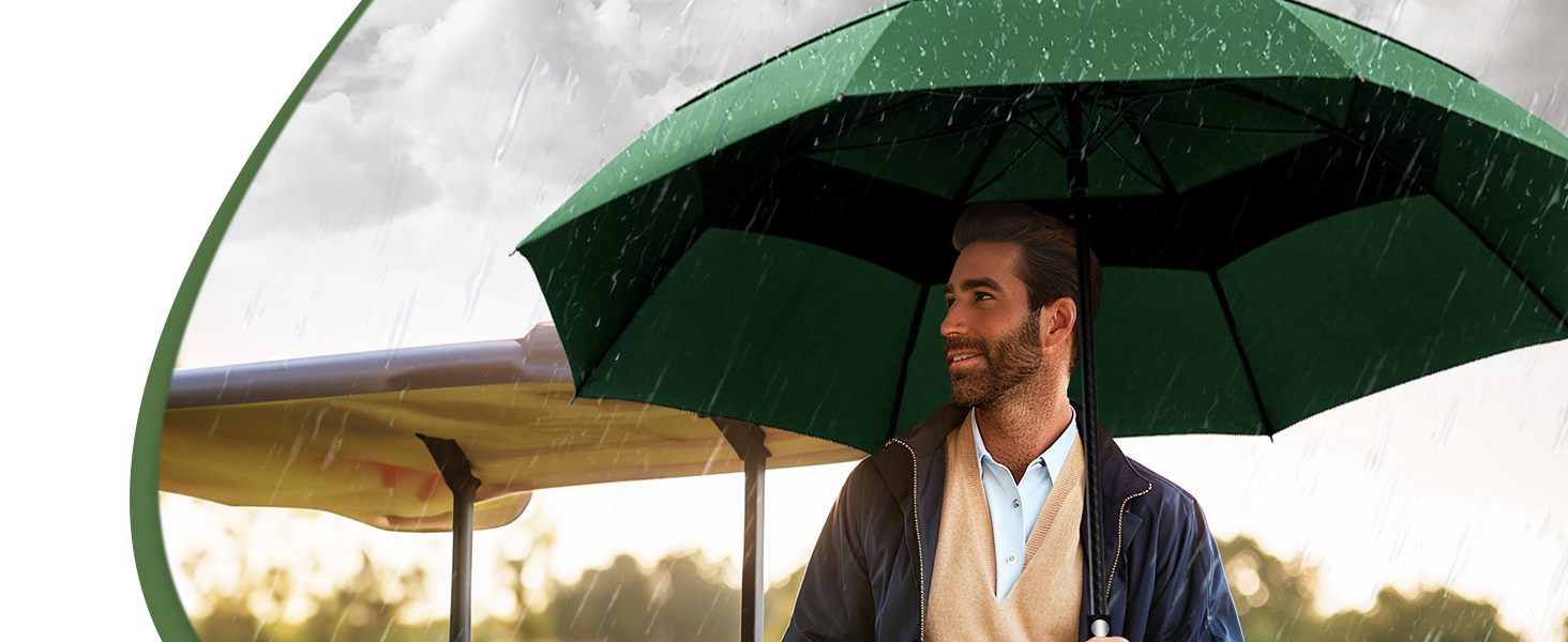 TECKNET Гольф-парасолька XXL, велика парасолька, штормостійка, автоматична, з EVA-ручкою, для жінок та чоловіків (зелена, діаметр 150 см)