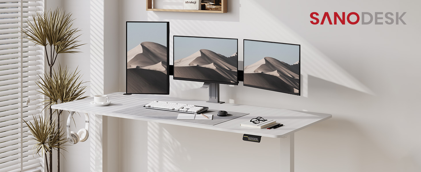 Регульований стіл Sanodesk 200x80 см, електричний, ергономічний, з пам'яттю, для комп'ютера (коричневий)