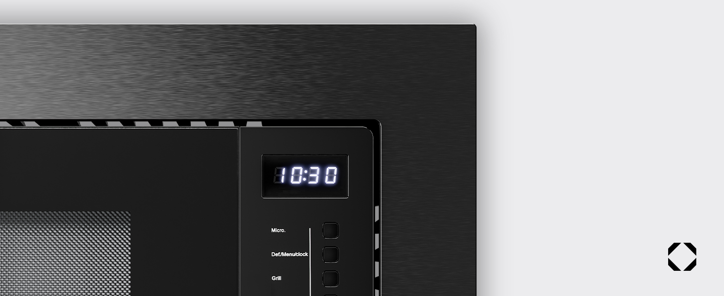 Мікрохвильова піч Klarstein Verosteel Einbaumikrowelle 60 см з грилем – 20L, 700W, 8 програм, сенсорне керування, нержавіюча сталь, функція розморожування, LED-підсвічування, чорна нержавіюча сталь