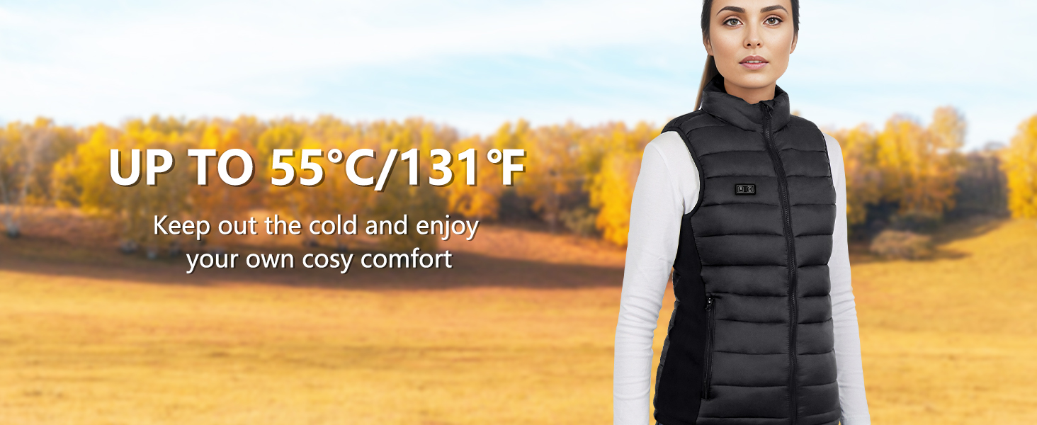 Обогревна жилетка для жінок, жилетка з підігрівом, акумуляторна жилетка, жилетка з підігрівом, жіноча жилетка, з акумулятором 10000 mAh, до 8 годин тепла, 3 режими нагріву, легка система обігріву тіла для зими та активного відпочинку, чорний колір