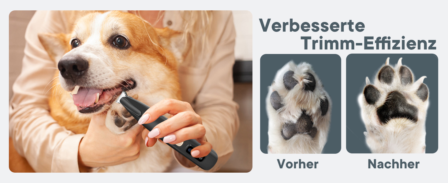 Триммер для собак та котів Pfotentrimmer з LED-підсвічуванням, 18 мм, тихий (35 дБ), вологостійкий, акумуляторний, для догляду за лапами, вухами, обличчям та хвостом (Чорний)