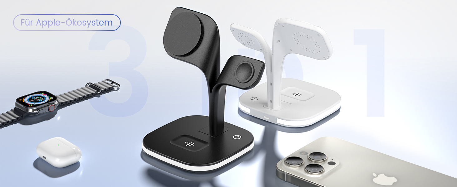 Magsafe Зарядний пристрій 5-в-1 COLSUR для iPhone 17/16/15/14/13/12 Pro Max, Apple Watch 10/9/8/7/6/5/4/SE/2/Ultra, AirPods 4/3/2/Pro - Чорний