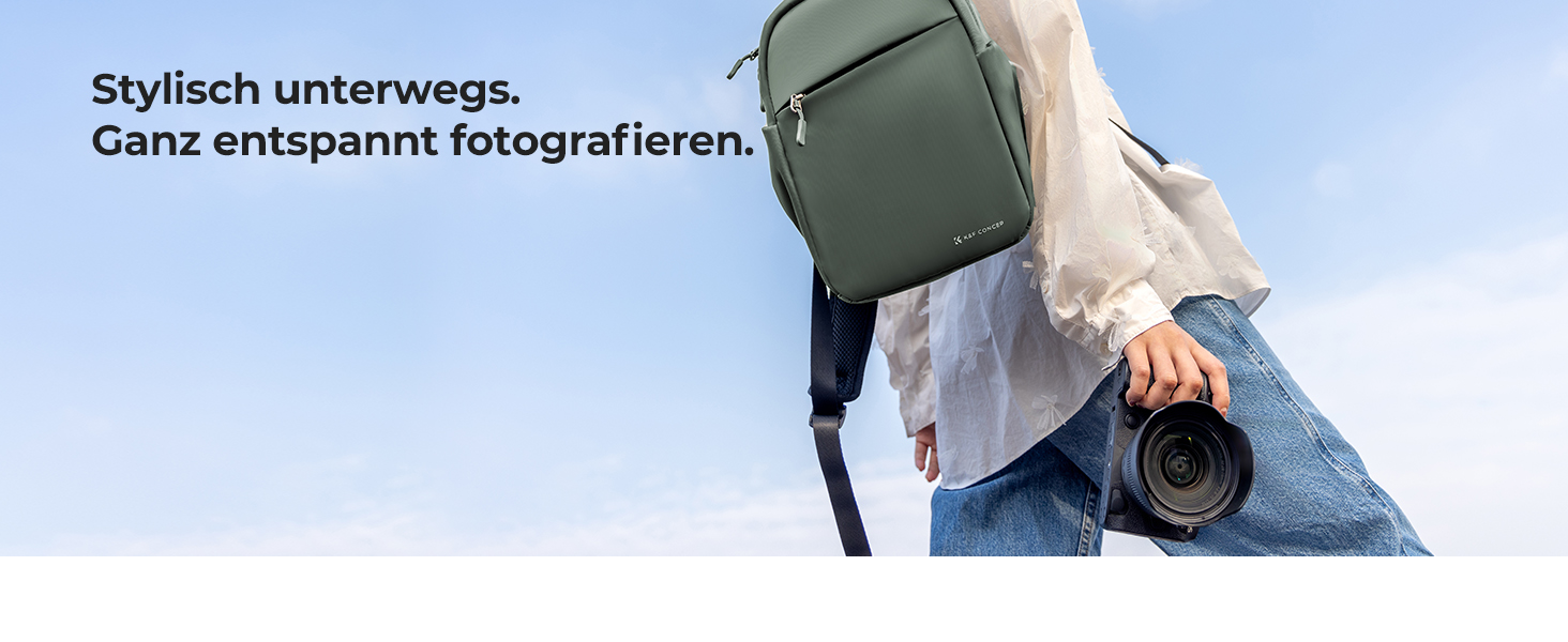 Рюкзак для камери K&F CONCEPT B-dunkelgrün: компактний, для DSLR, з регульованим ременем