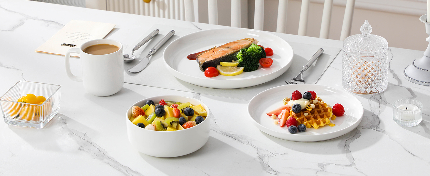 Набір кавових чашок MALACASA LUNA, 6 шт., 300 мл, порцеляна. Чашки для кави, чаю, соку, лате, капучино, какао. Можна мити в посудомийній машині та використовувати в мікрохвильовці. Білий колір.