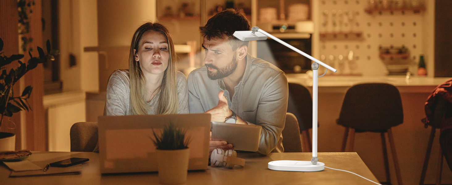 Настільна LED лампа Honeywell H4 Sunturalux – офісна лампа з диммером, 3 режими світла, 5 рівнів яскравості, таймер, сенсорне управління, сірий