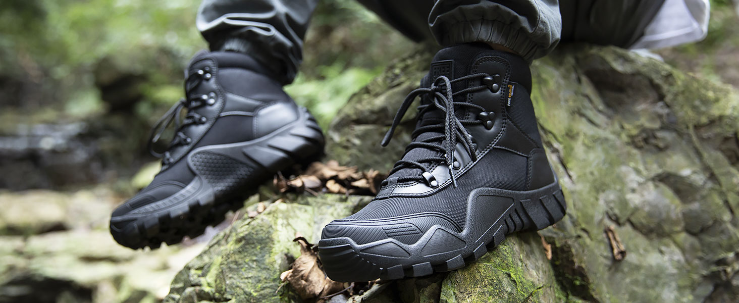 Черевики Free Soldier для чоловіків: тактичні, бойові, для хайкінгу та військових тренувань. Чоловічі черевики для туризму, полювання, роботи та армії. Розмір 42.5 EU, чорний колір