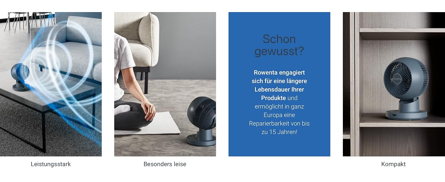 Вентилятор Rowenta Turbo Silence Extreme+ – тихий, потужний, 4 швидкості, автоматичне гойдання, білий, VU2731