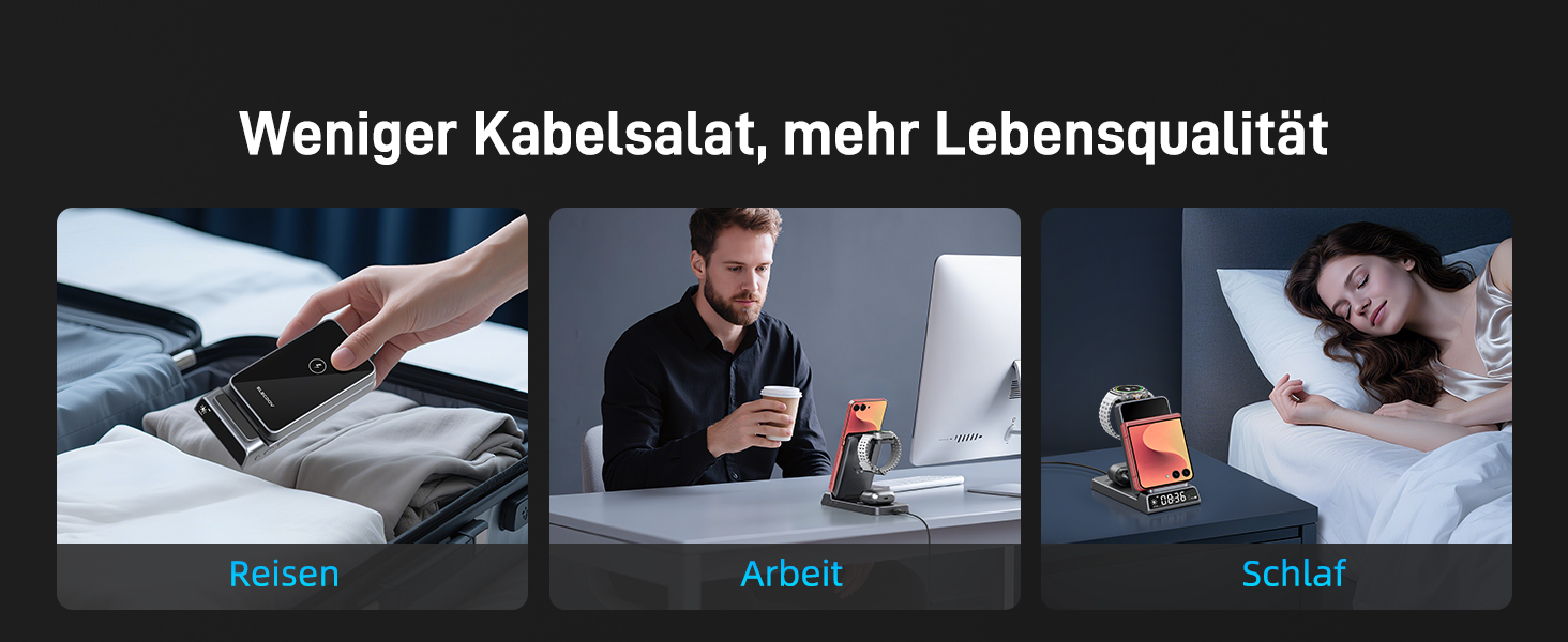 Бездротовий зарядний пристрій 3-в-1 для Samsung Galaxy S26/S25/Z Fold 7/Flip 7/Buds 3/2, Watch 8/7/6/5 Pro - сірий