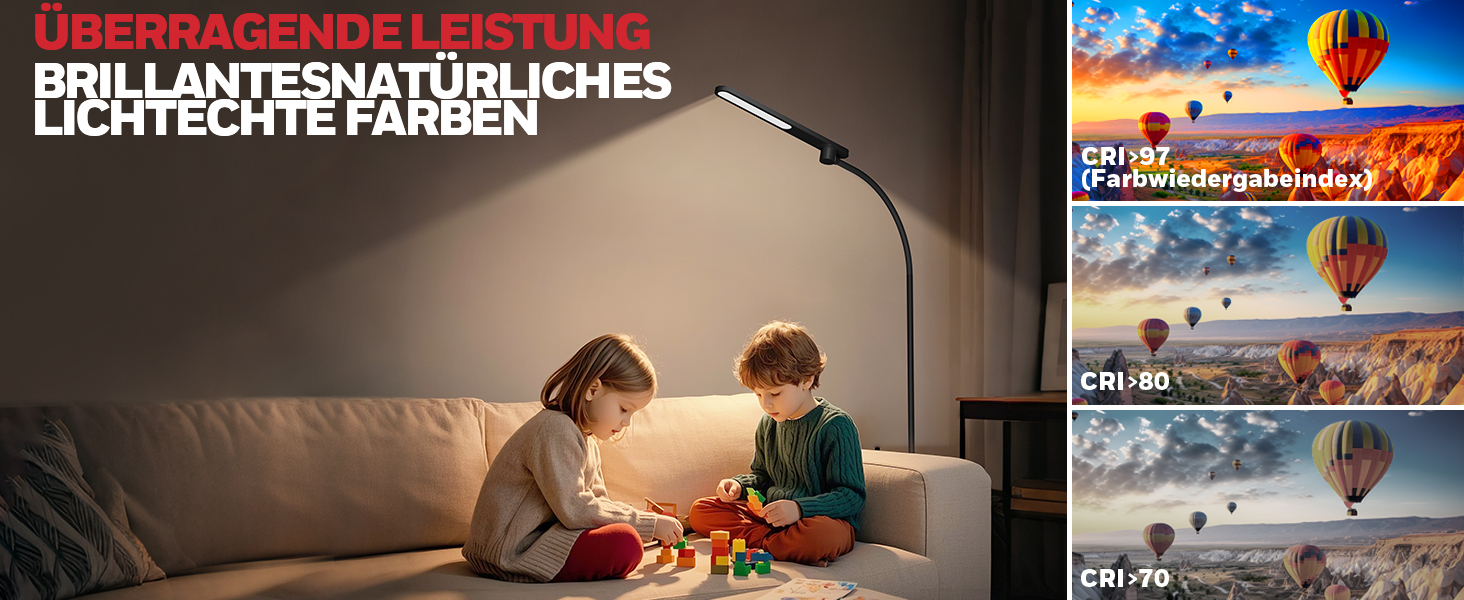 LED торшер Honeywell F4 Sunturalux™ з регулюванням яскравості, гнучкий гніздовий кріплення, сучасний дизайн для комфортного читання у вітальні, спальні, офісі (чорний)
