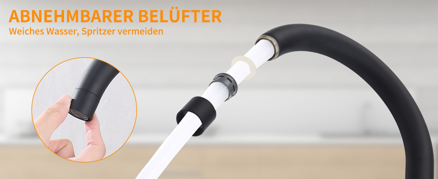 Кран кухонний HOMELODY чорного кольору, 360° поворотний, з високим виливом, з нержавіючої сталі, одноlever, G3/8 з'єднання